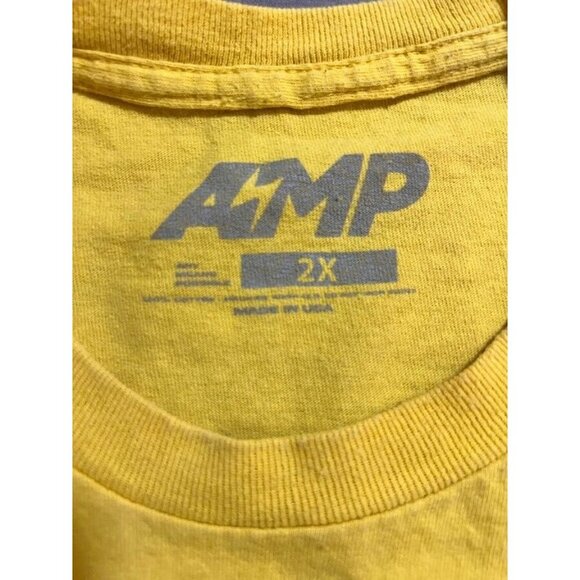 AMP Racing Club Any Means Possible Shirt Mens 2XL Yellow‎ Short Sleeve Tee Rare. - Picture 3 of 8